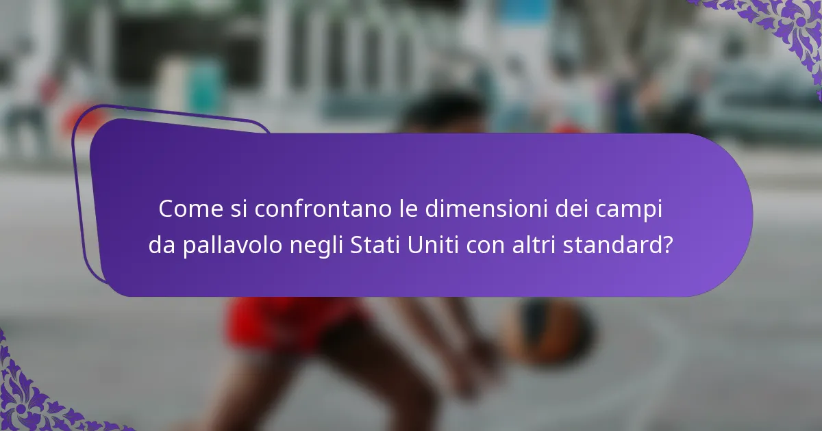 Come si confrontano le dimensioni dei campi da pallavolo negli Stati Uniti con altri standard?